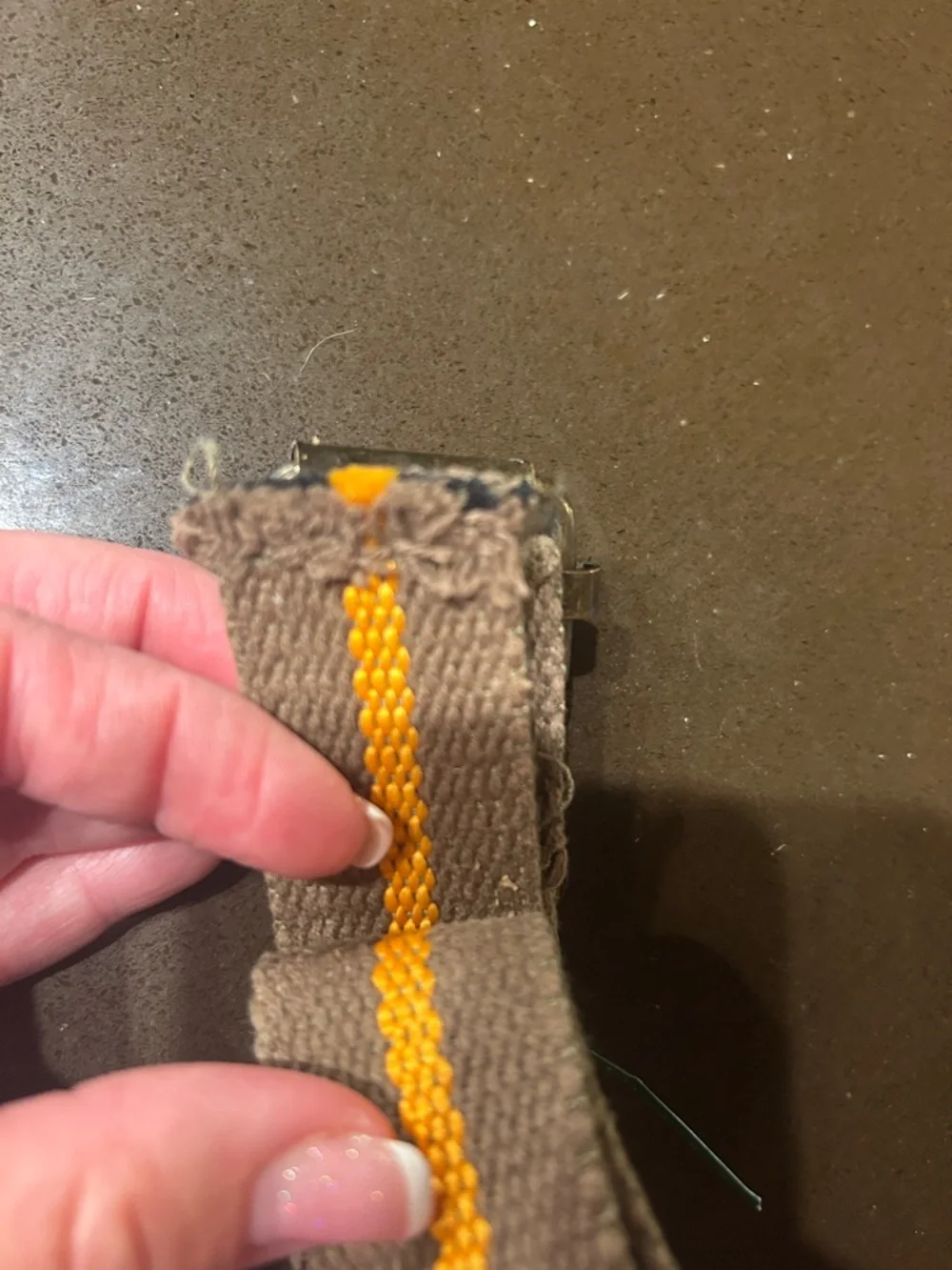 Brown belt with Yellow Center Stripe